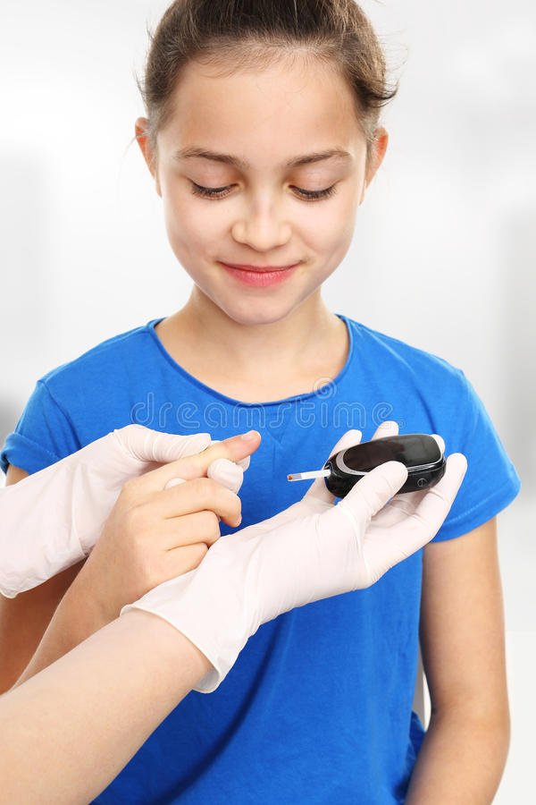 Blood Sugar Testing, Child Finger Lancet Punctures Stock ...