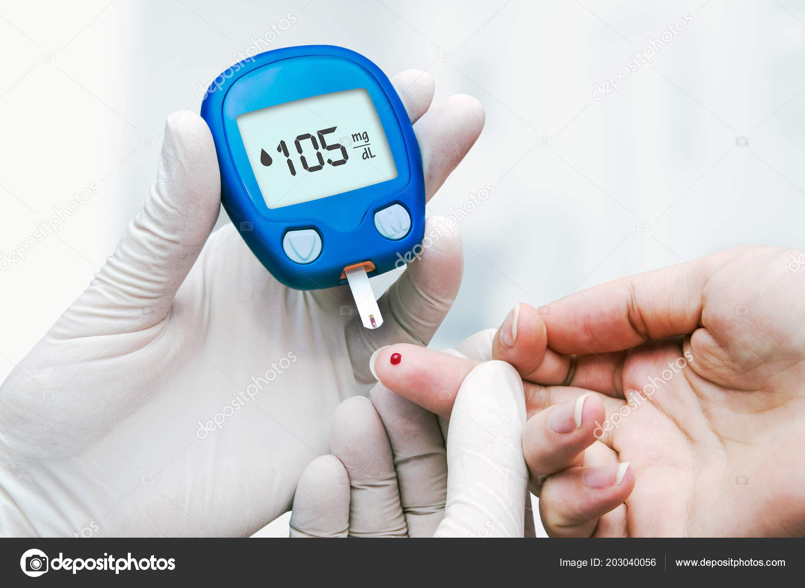 Doctor Making Blood Sugar Test Clinic Diabetes Drop Blood Finger ...