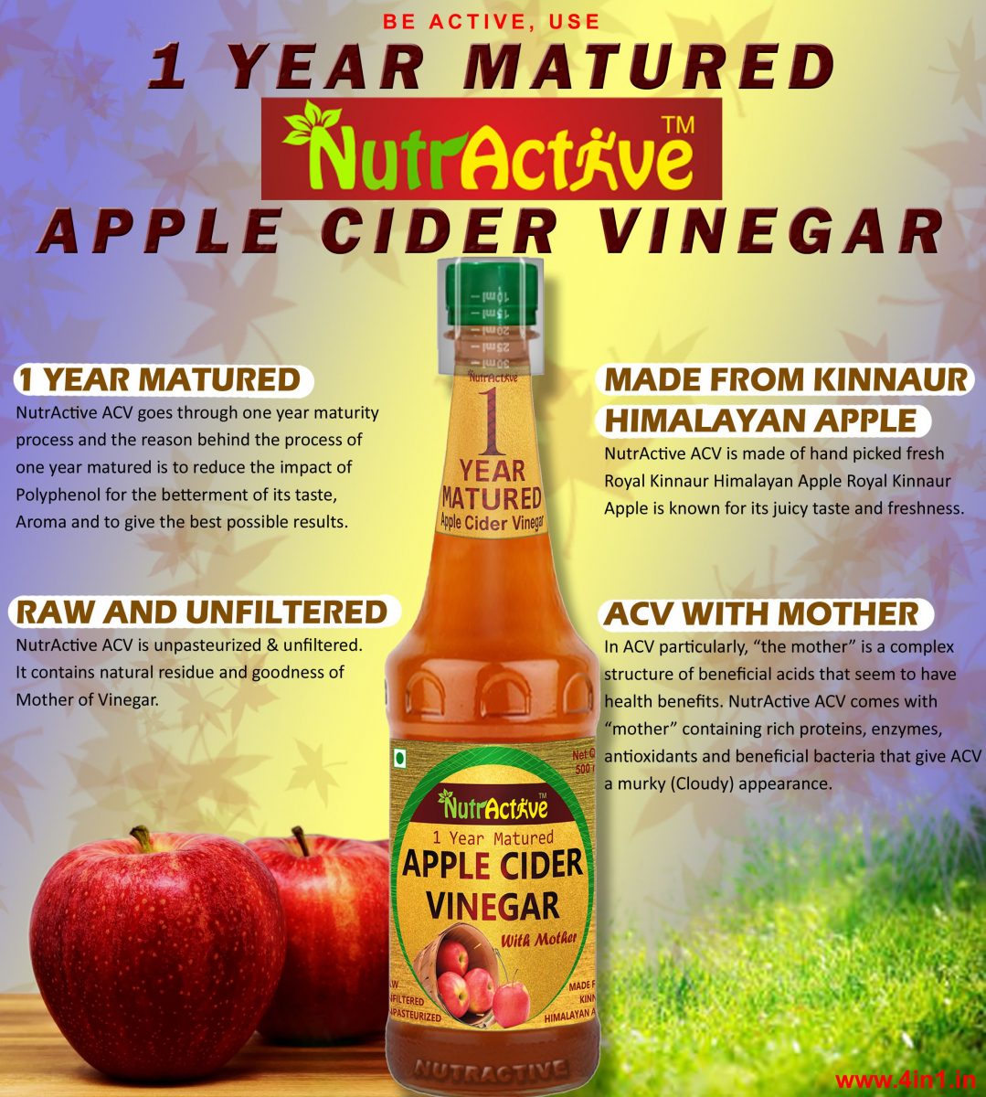 NutrActive Natural Apple Cider Vinegar for Diabetes, 1000 ml Fruit Pack ...