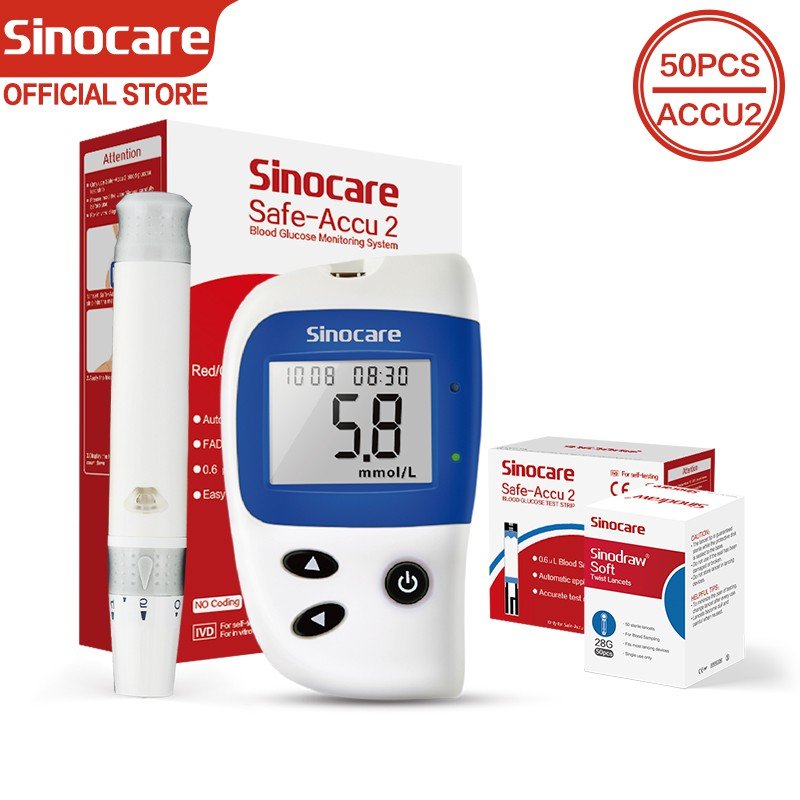 Sinocare Safe Accu2 Glucose Monitor Diabetes Kit Blood ...